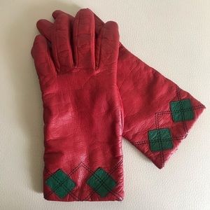 Vintage Paris Red Leather Goatskin Gloves Size 7 Small​